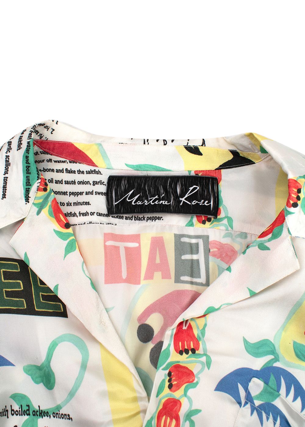 Men's Martine Rose Ackee And Saltfish-print Shirt In White Multi Size L White Red Blue Green Yellow viscose