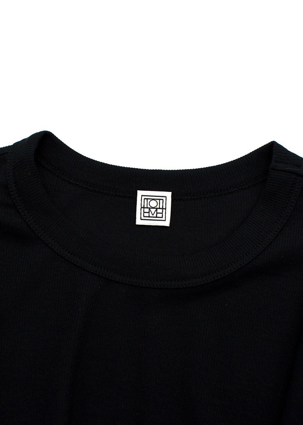 Toteme Black Cotton Classic Ribbed T-shirt Size S