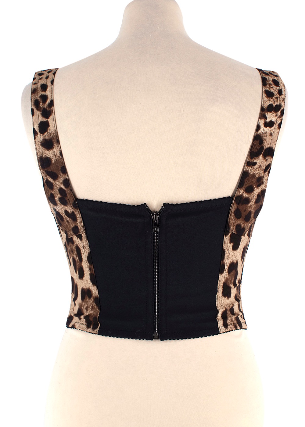 Preowned Dolce  Gabbana Leopard Print Charmeuse Bustier Top Size XS silk/polyamide/elastane