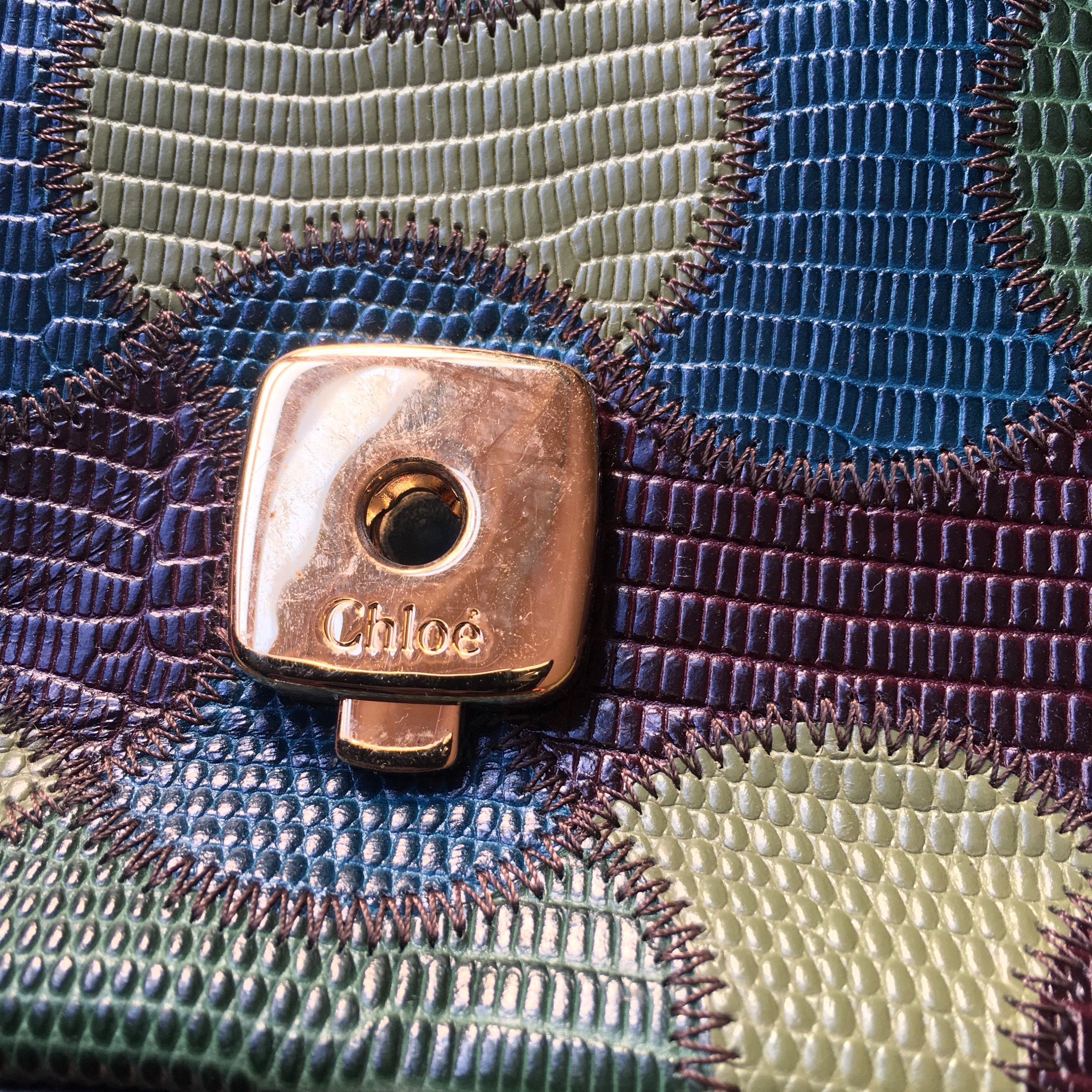 Chloe Green Lizard Embossed C Bag Size S Multicolored this is lizard skin leather