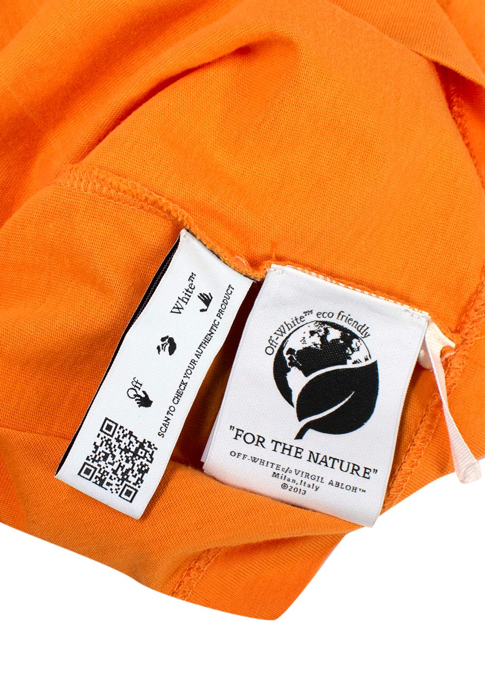 Off White Neon Orange Logo Patch Cropped T-Shirt Size S