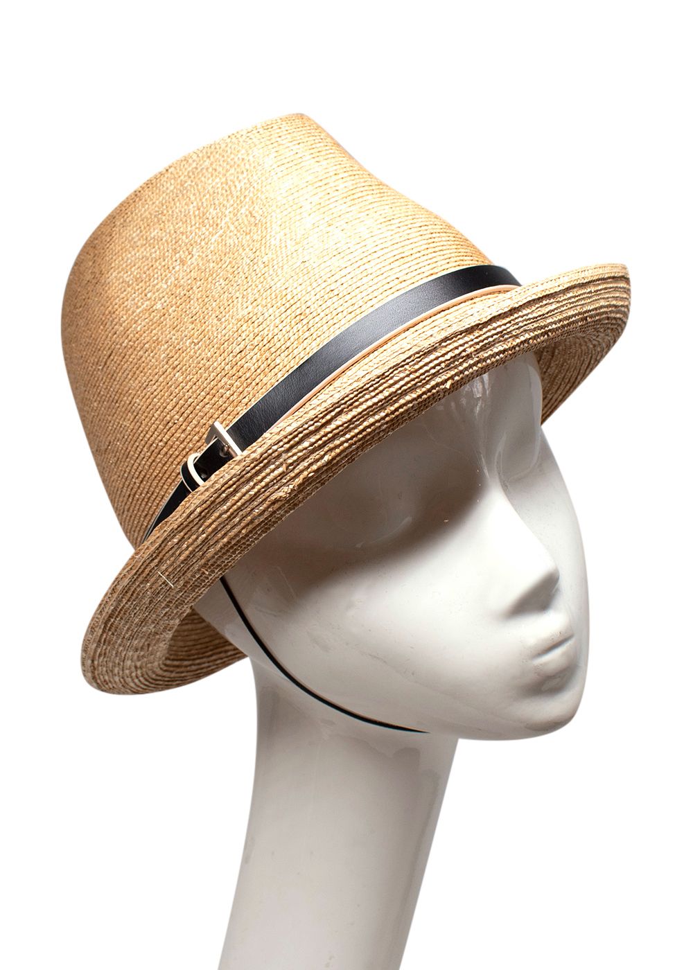 Philip Treacy Beige Woven Leather Trimmed Trilby Hat other