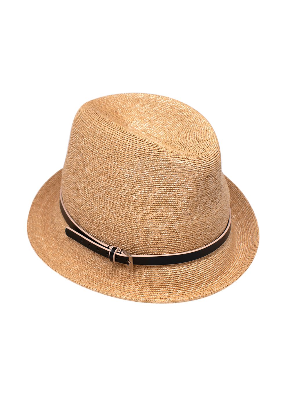 Philip Treacy Beige Woven Leather Trimmed Trilby Hat other