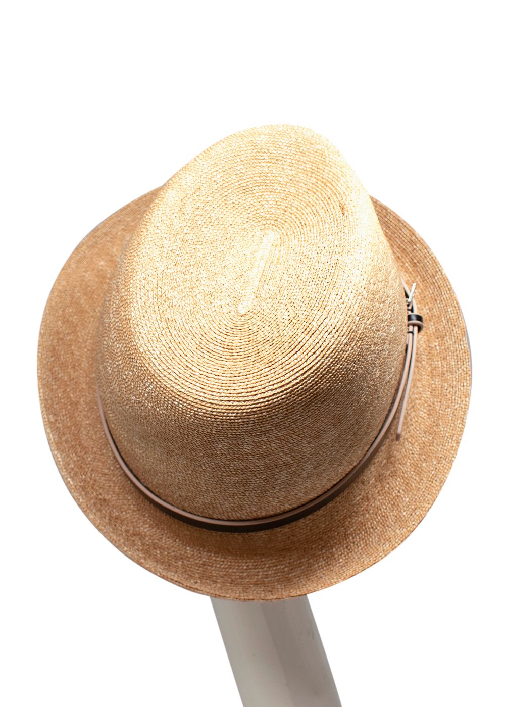 Philip Treacy Beige Woven Leather Trimmed Trilby Hat other