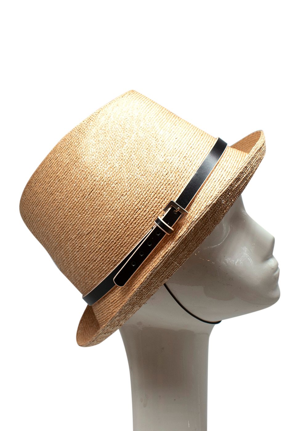 Philip Treacy Beige Woven Leather Trimmed Trilby Hat other