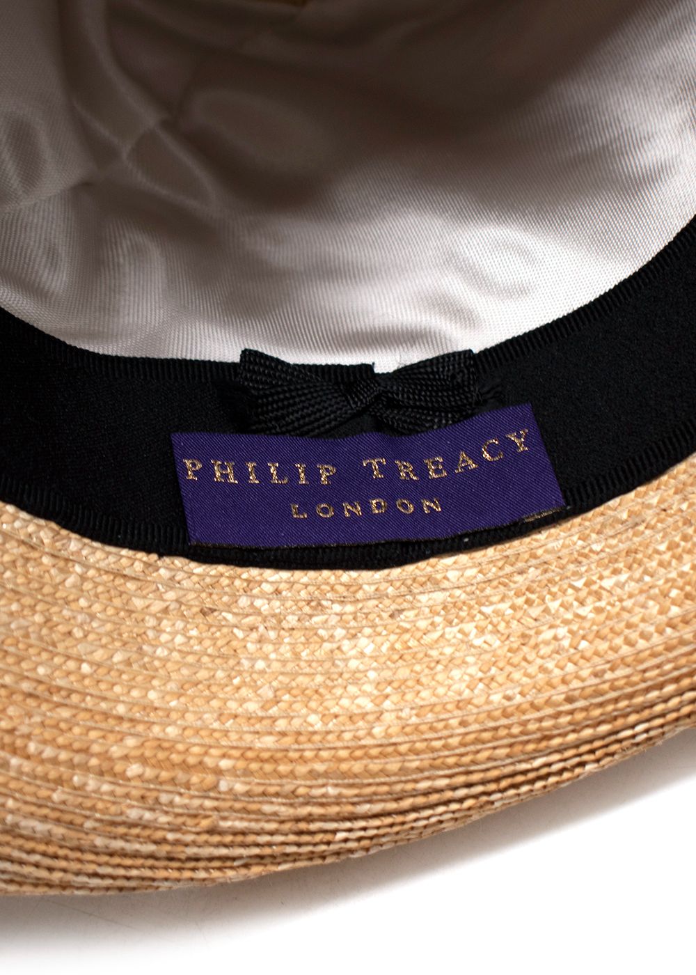 Philip Treacy Beige Woven Leather Trimmed Trilby Hat other