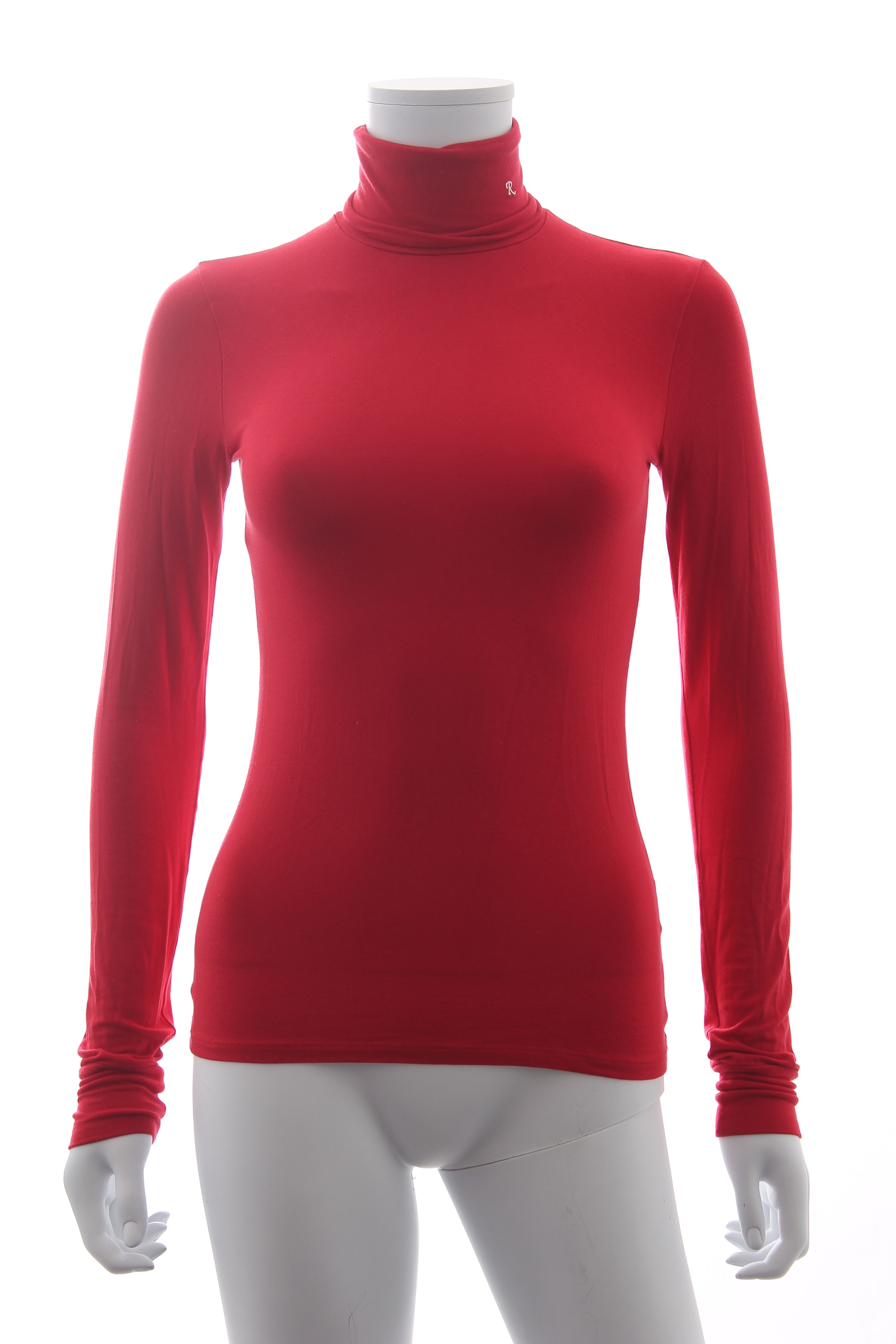 Preowned Raf Simons Cherry Jersey Roll Neck Top Size XS Red micromodal/elastane