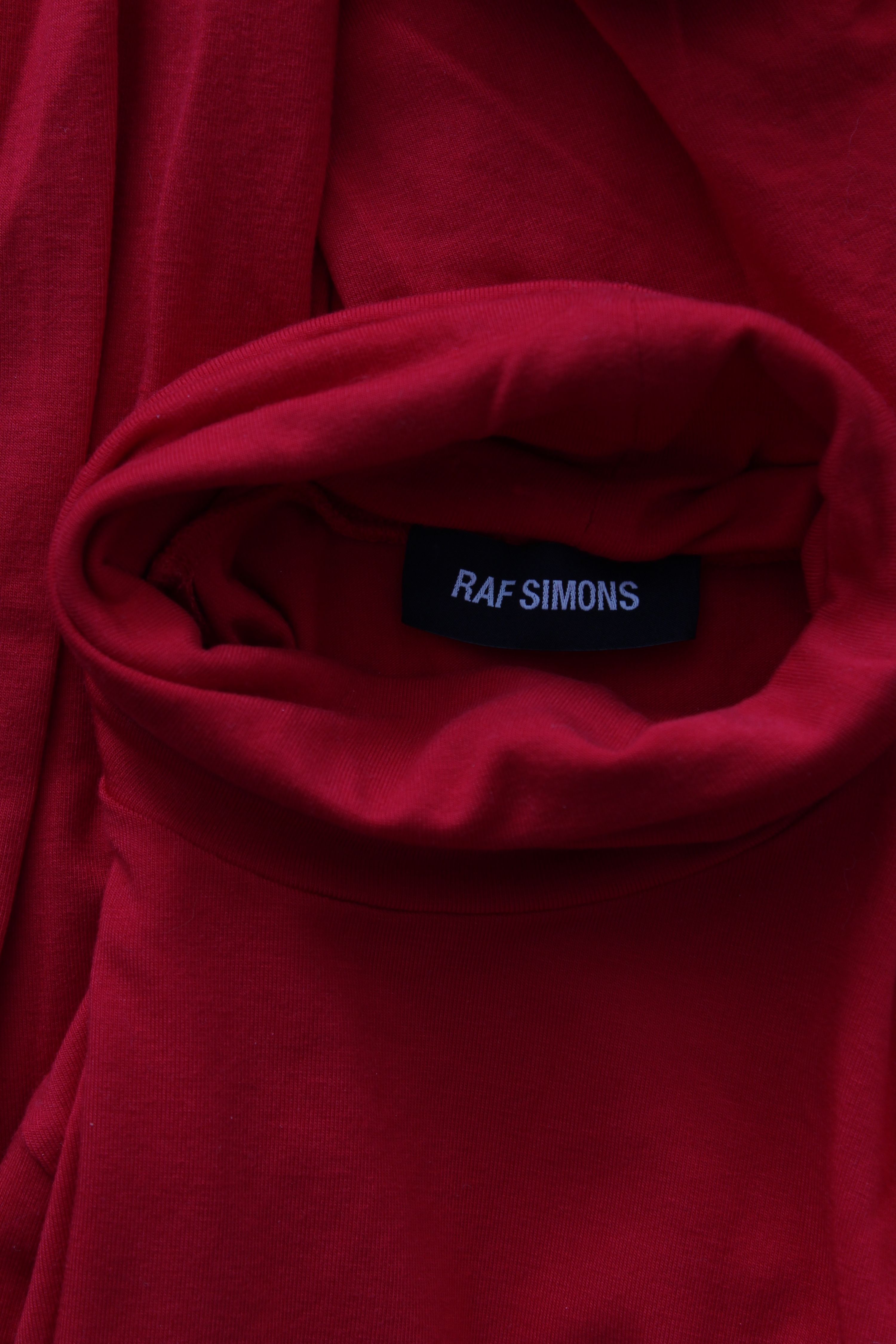 Preowned Raf Simons Cherry Jersey Roll Neck Top Size XS Red micromodal/elastane