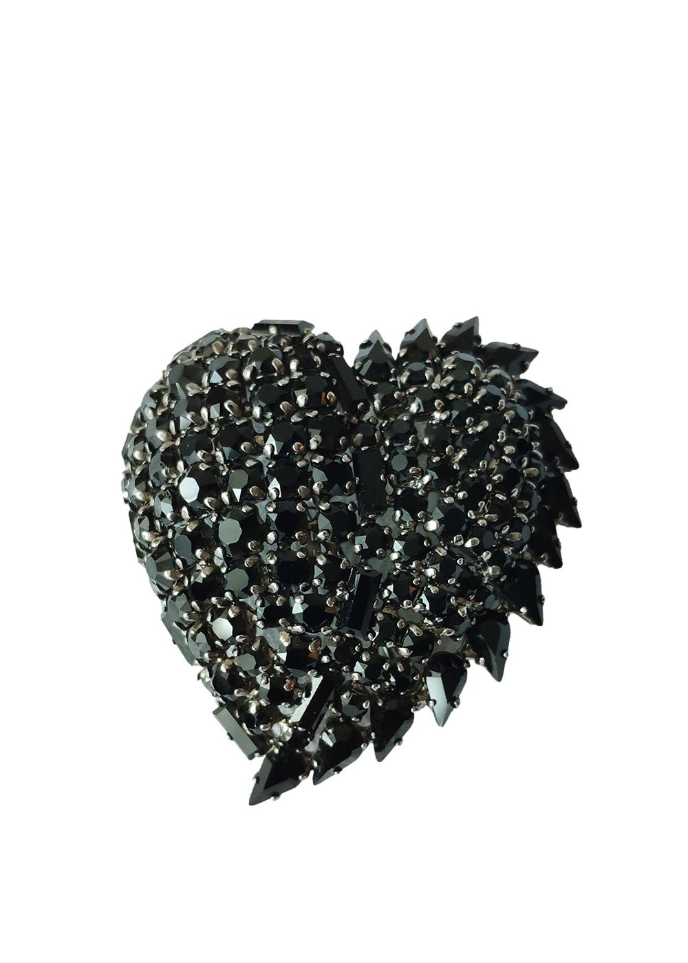 Saint Laurent Black Crystal Embellished Brooch metal/crystals