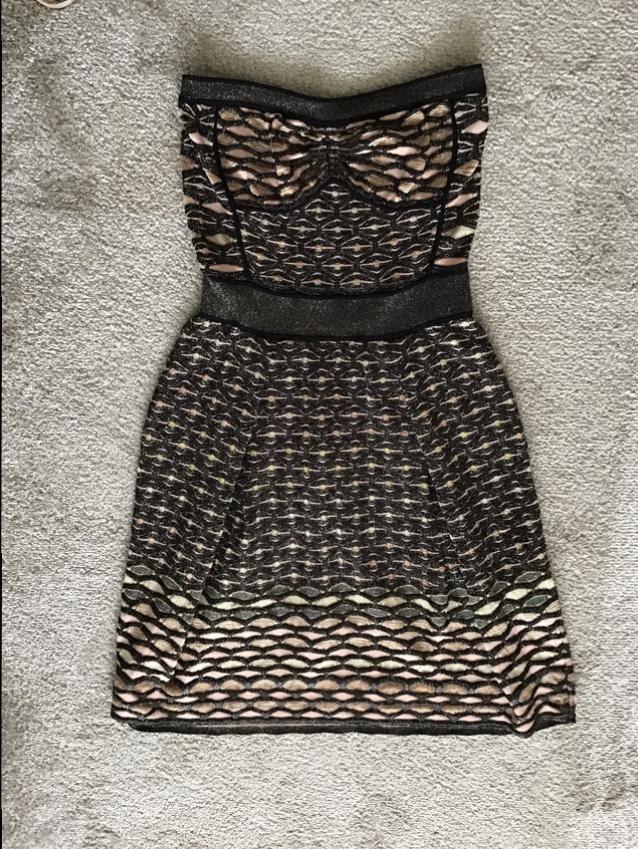 Preowned Missoni Strapless Metallic Knit Dres Size S Black polyester