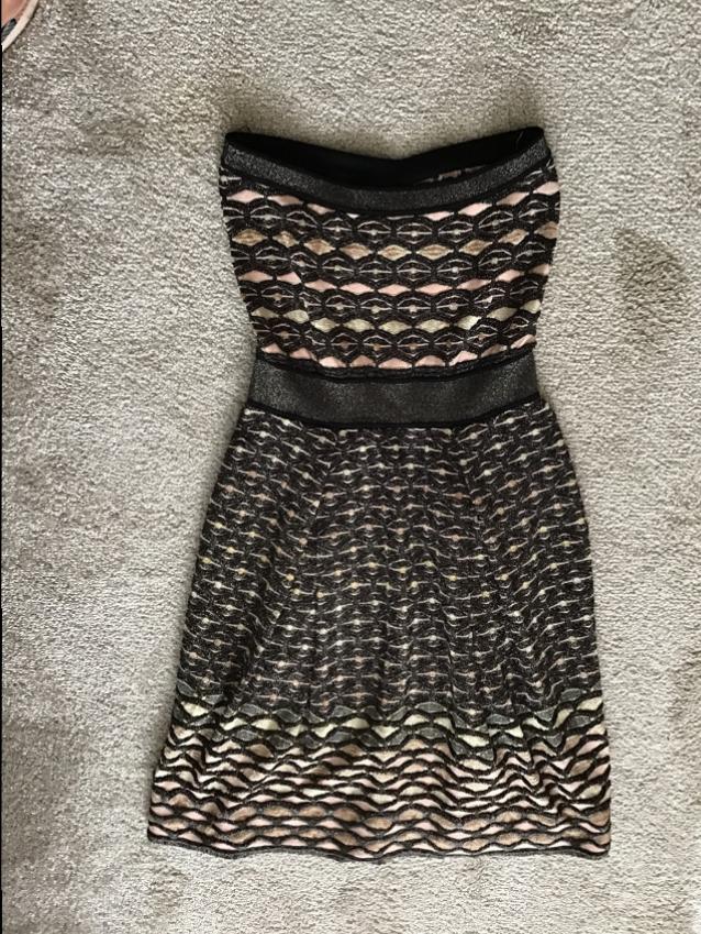 Preowned Missoni Strapless Metallic Knit Dres Size S Black polyester