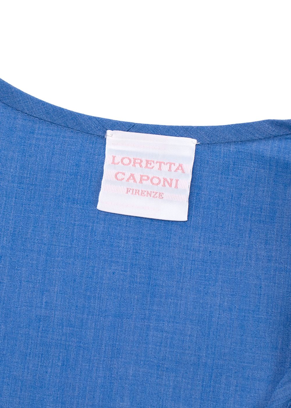 Loretta Caponi Blue Marina Smocked Voile Dress Size XS