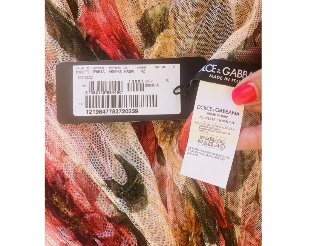 Dolce  Gabbana Camellia Printed Cotton Scarf Pareo Multicolour