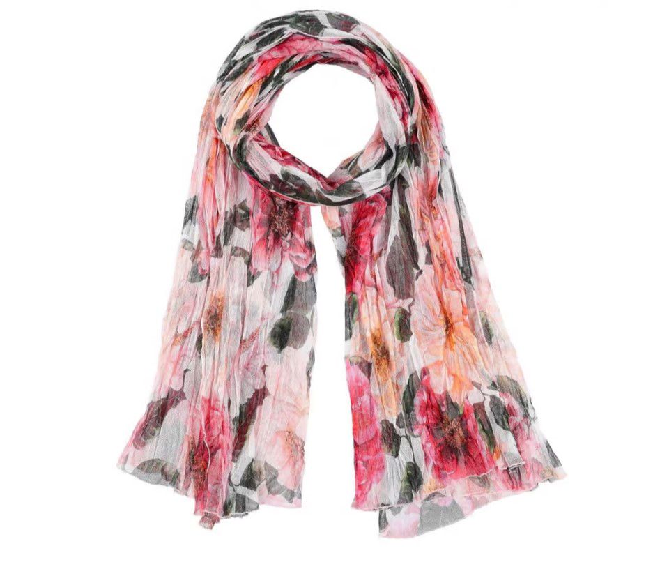 Dolce  Gabbana Camellia Printed Cotton Scarf Pareo Multicolour