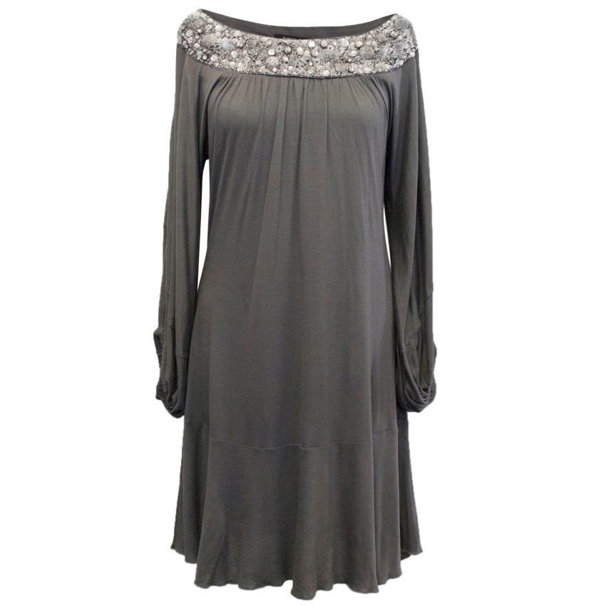 Preowned Patrizia Pepe Dark Grey Dress Size S silk