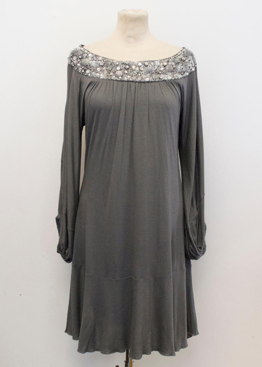 Preowned Patrizia Pepe Dark Grey Dress Size S silk