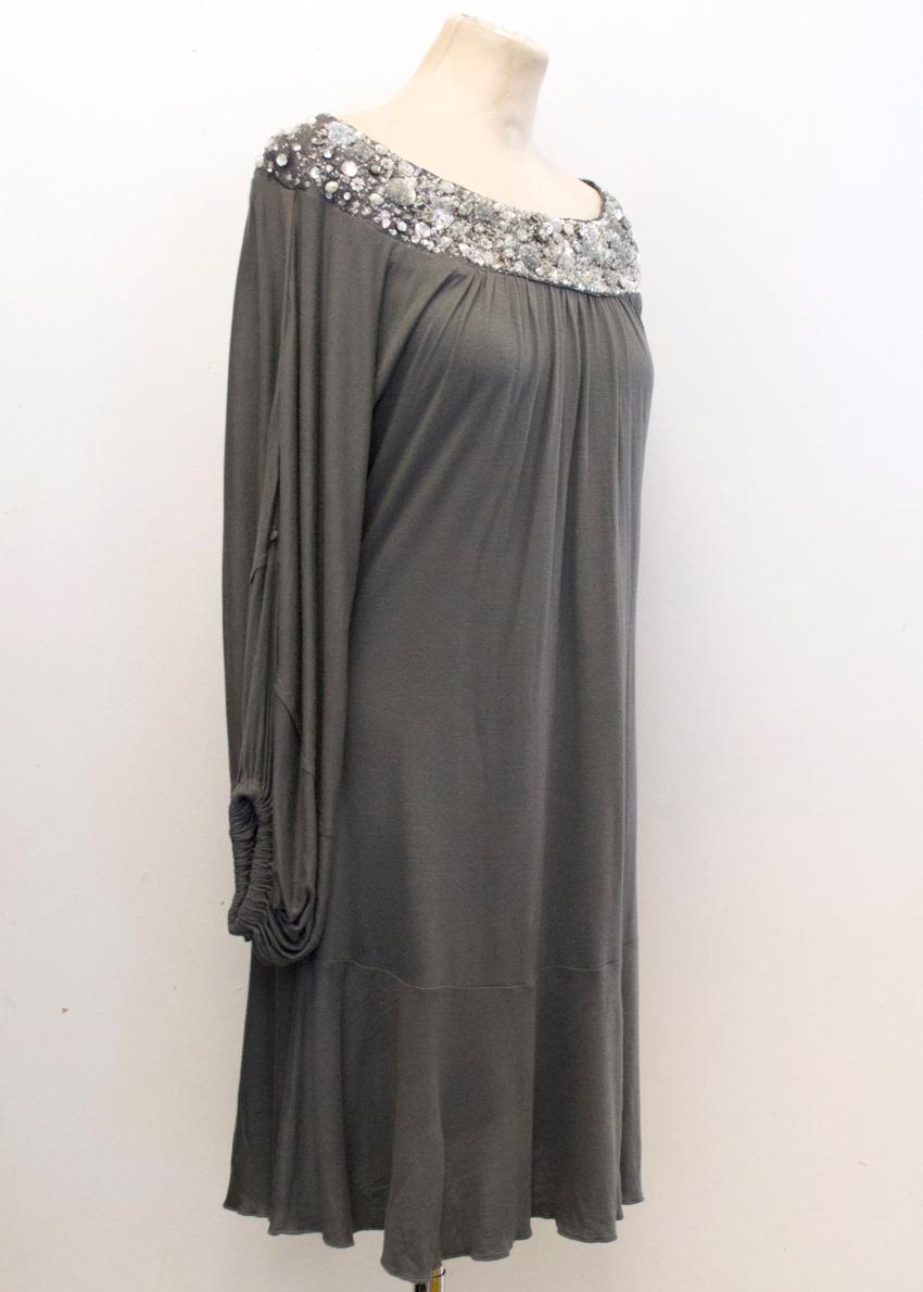 Preowned Patrizia Pepe Dark Grey Dress Size S silk