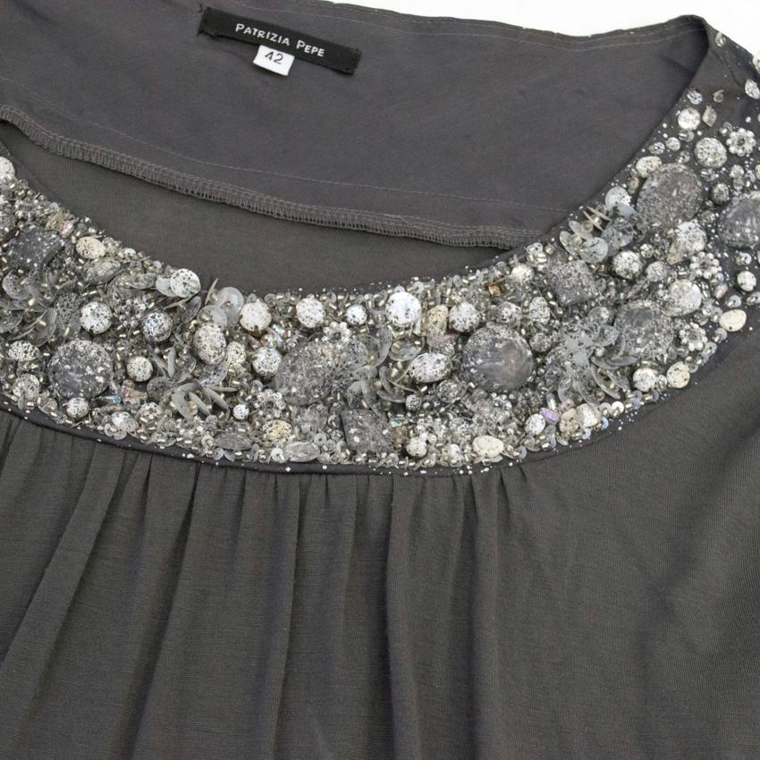 Preowned Patrizia Pepe Dark Grey Dress Size S silk