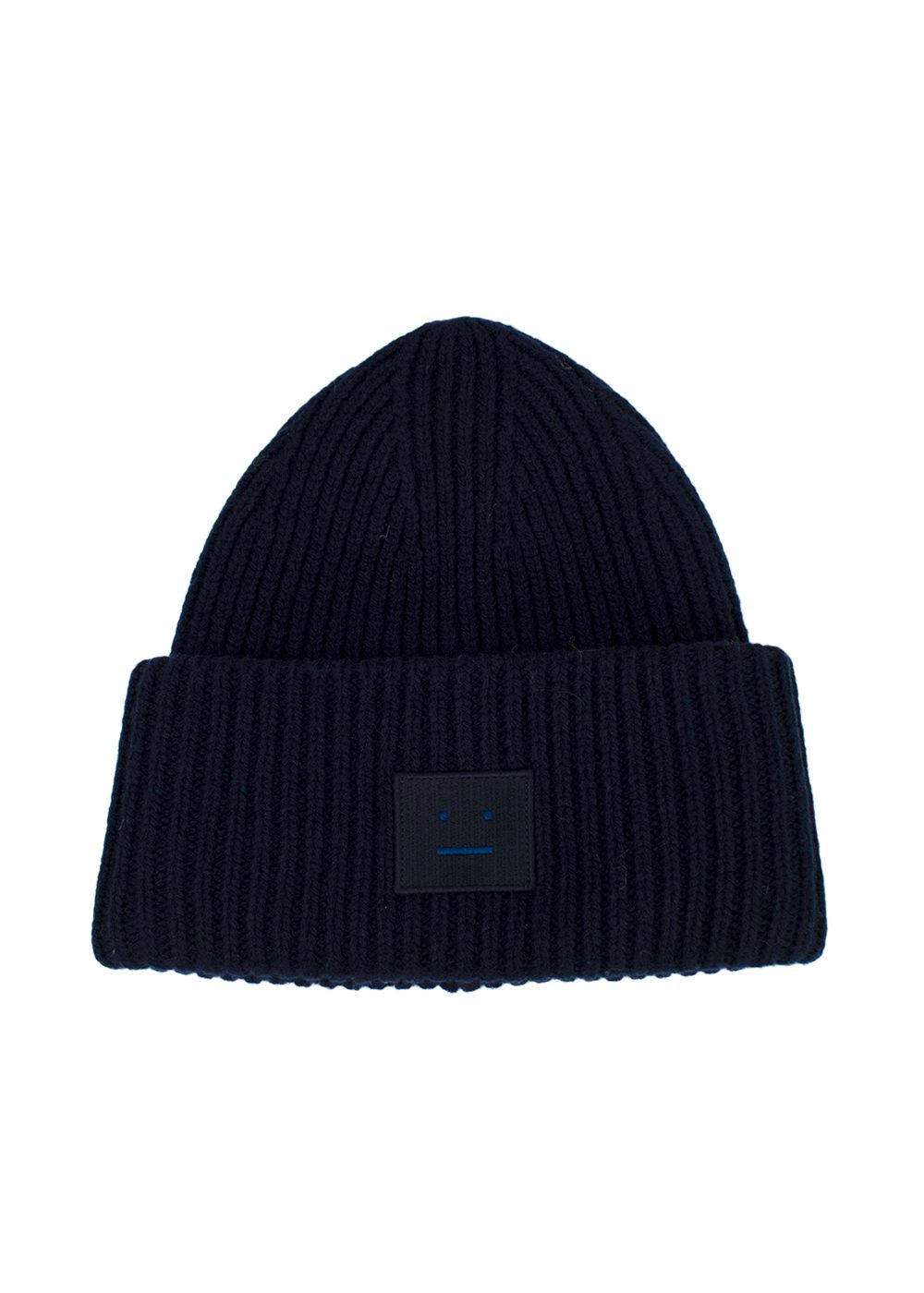 Acne Studios Navy Ribbed Beanie wool