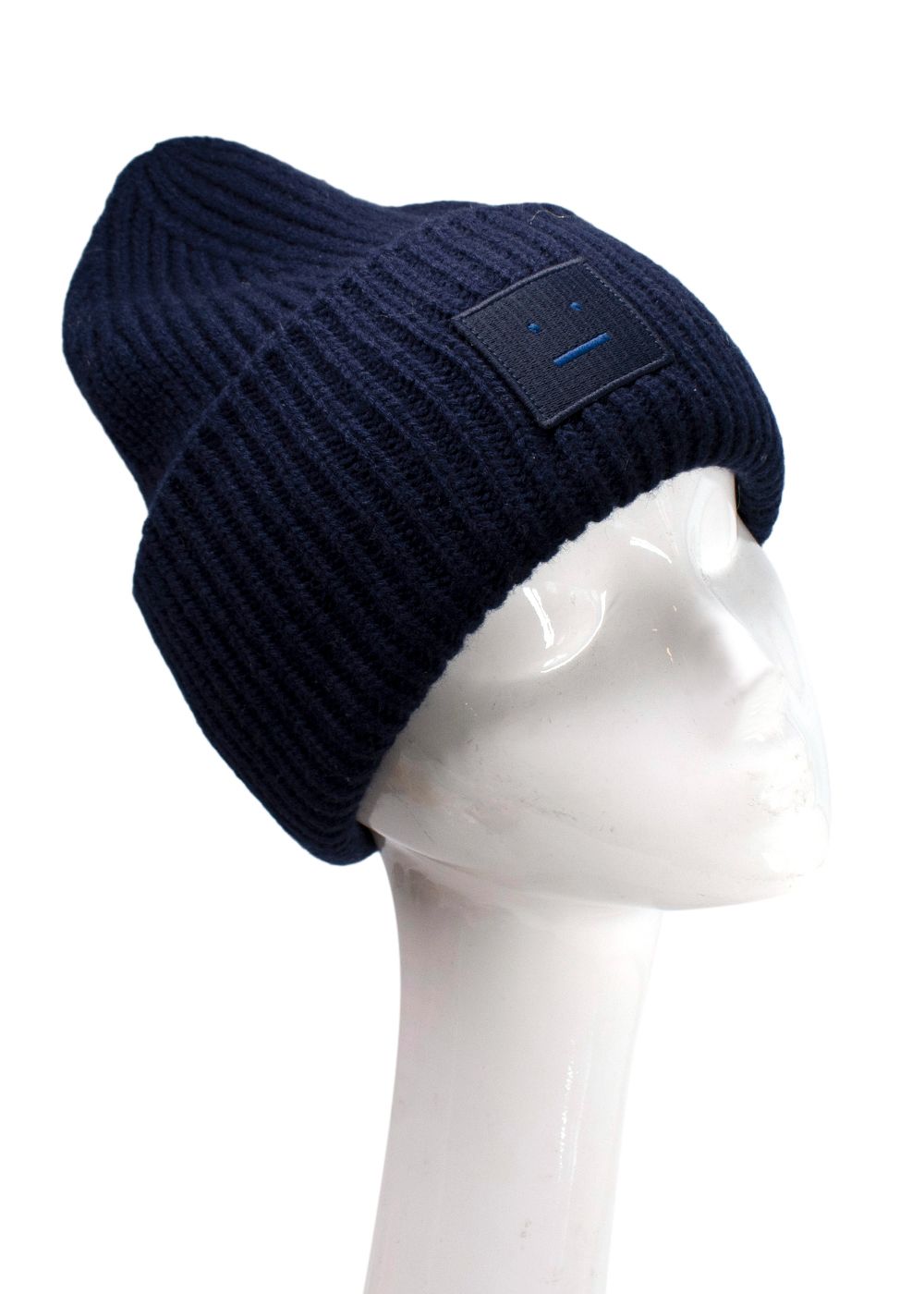 Acne Studios Navy Ribbed Beanie wool