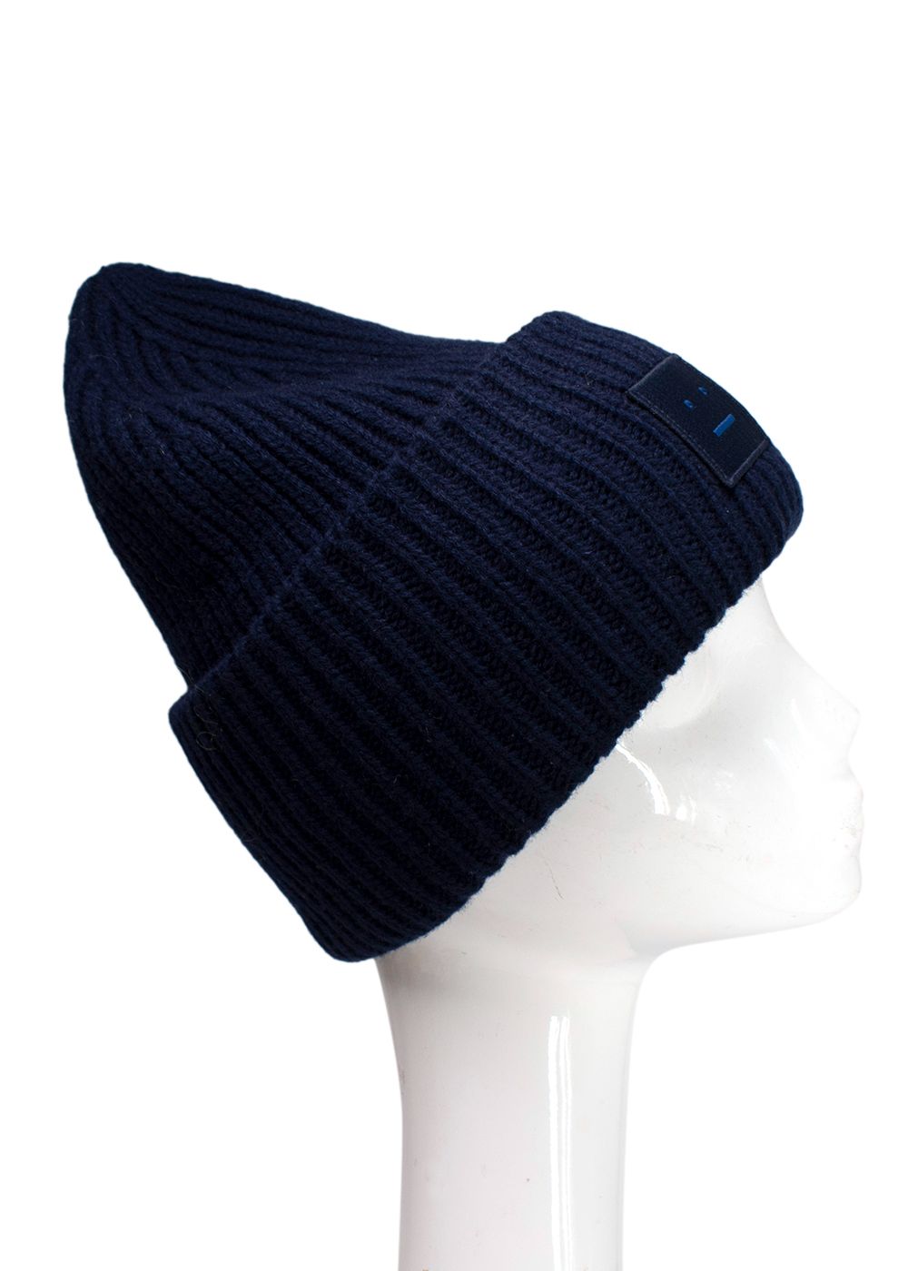 Acne Studios Navy Ribbed Beanie wool