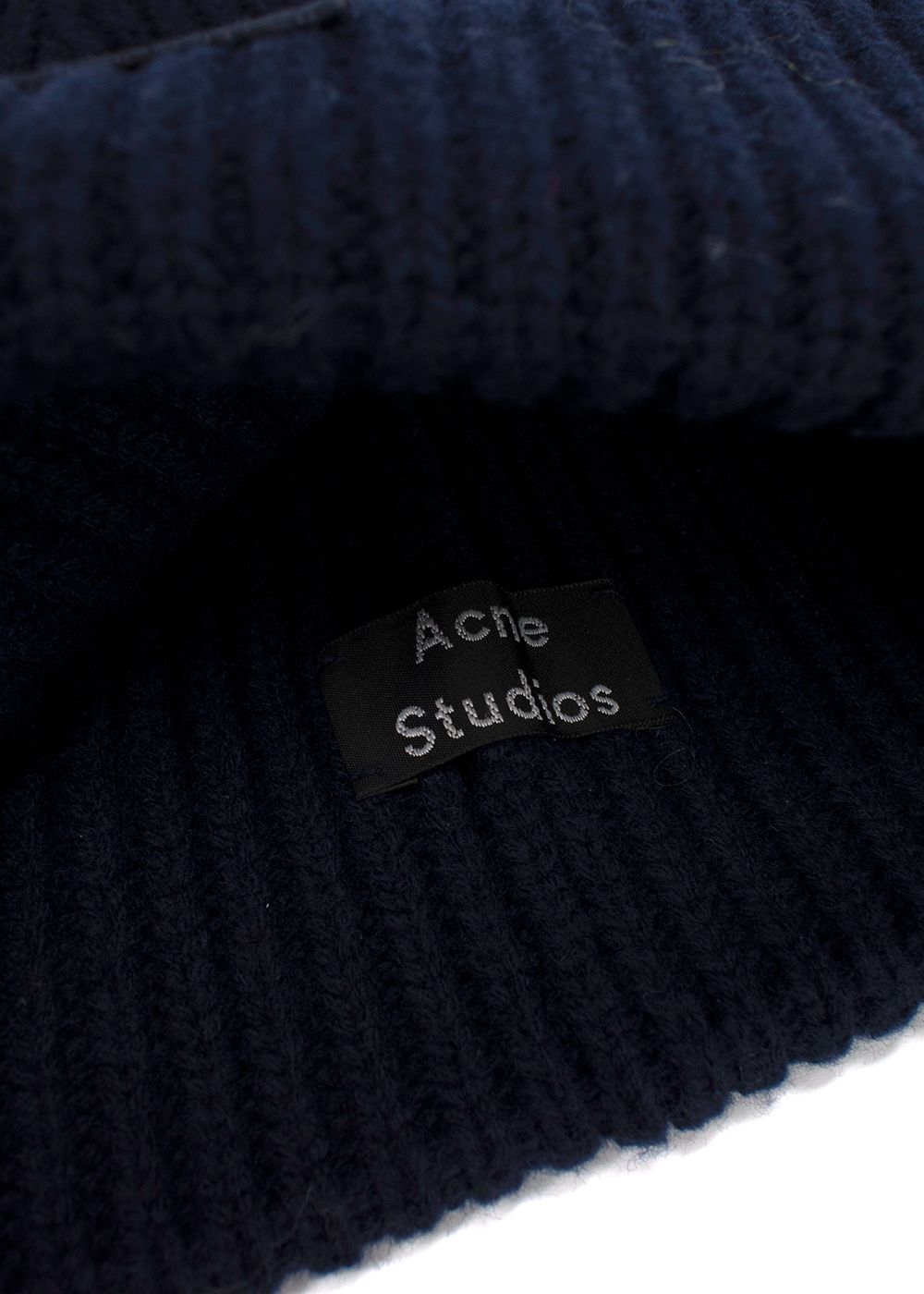 Acne Studios Navy Ribbed Beanie wool