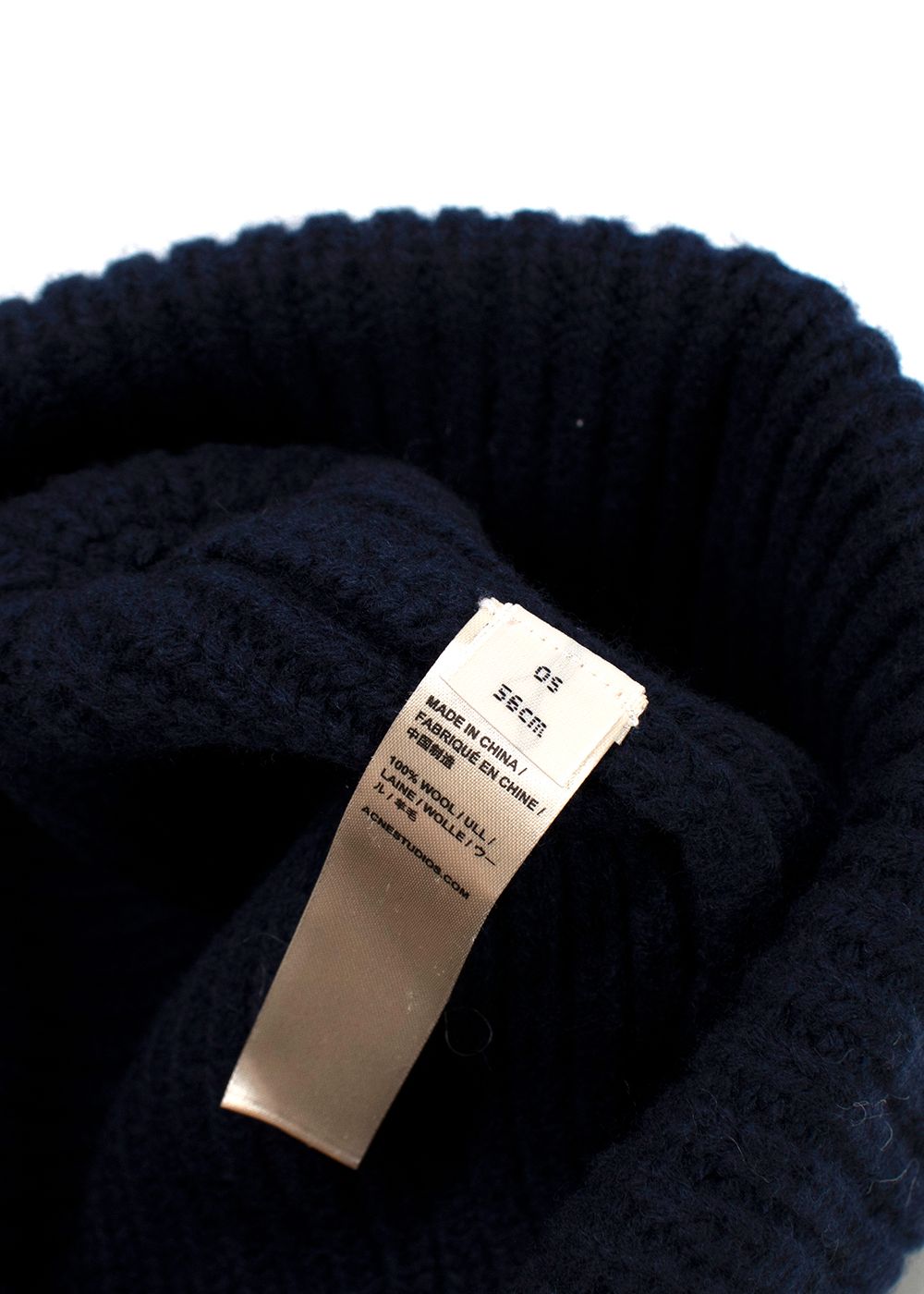 Acne Studios Navy Ribbed Beanie wool