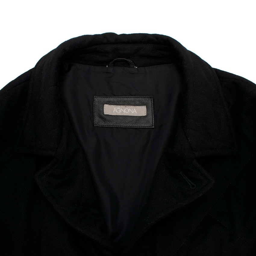 Preowned Agnona Black Cashmere Coat Size L