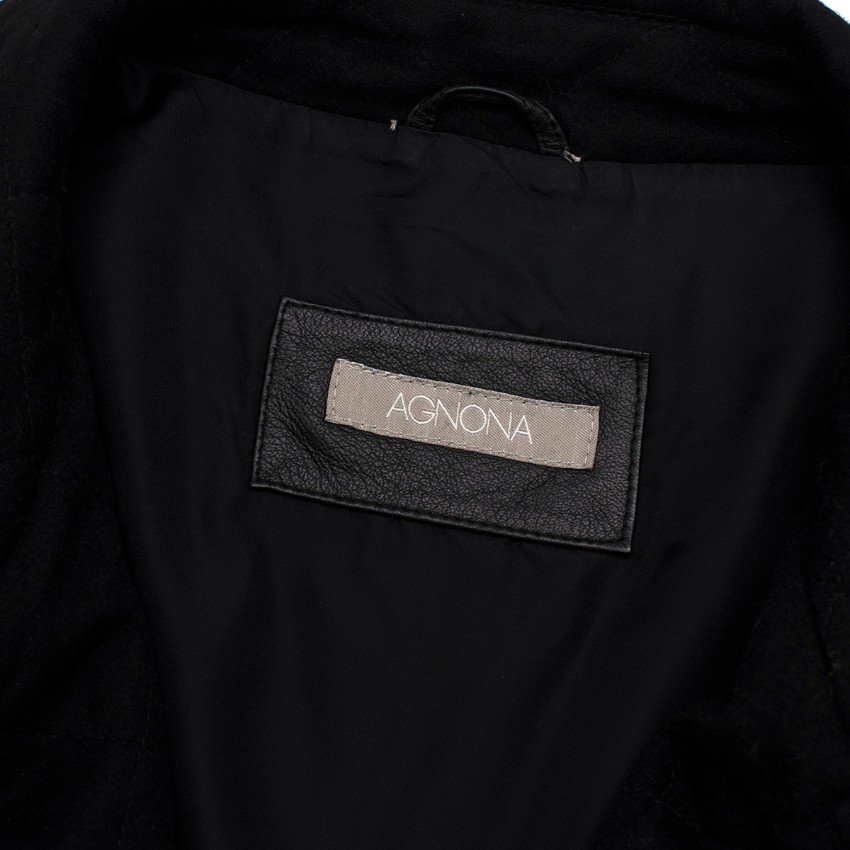 Preowned Agnona Black Cashmere Coat Size L