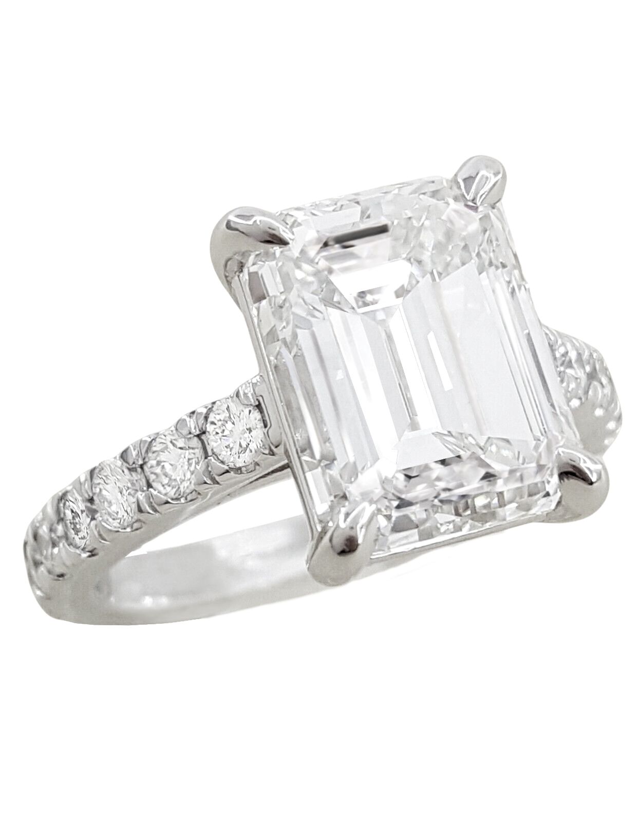 Verde 5ct IGI Certified Lab Grown Solitaire Emerald Cut Diamond Ring Silver k white gold/lab-grown diamond