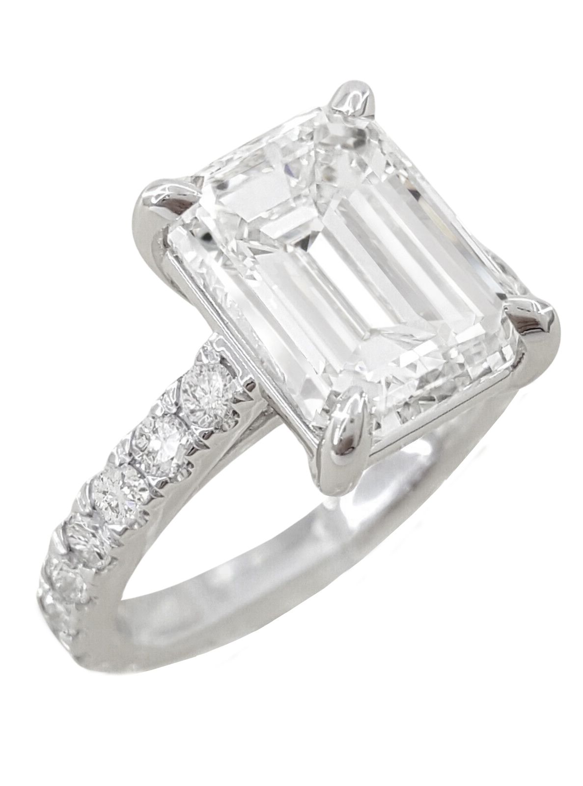 Verde 5ct IGI Certified Lab Grown Solitaire Emerald Cut Diamond Ring Silver k white gold/lab-grown diamond