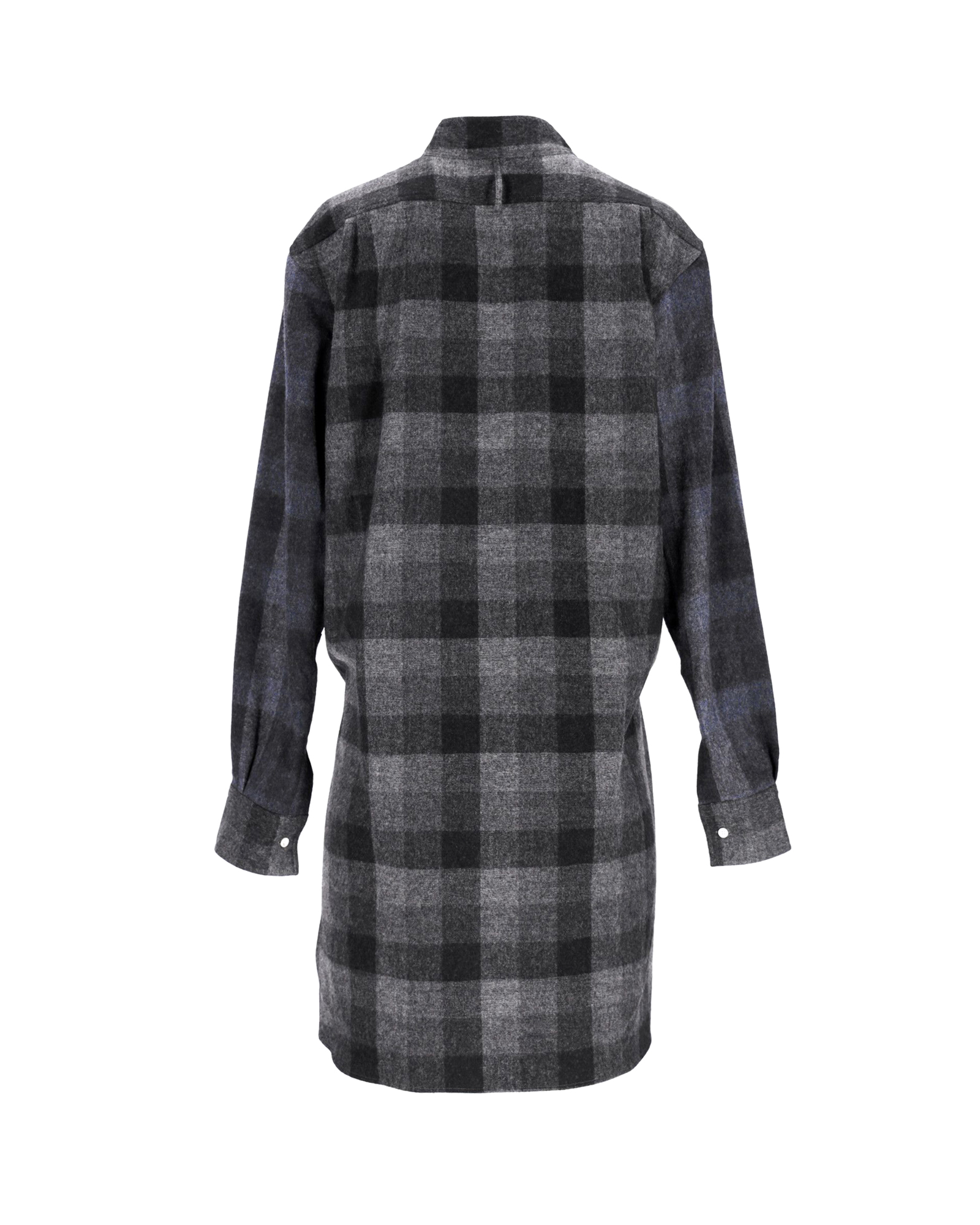 Preowned Loewe Asymmetric Checkered Shirt in Grey Wool Size XS