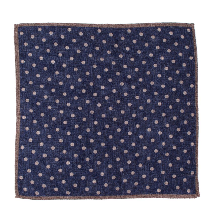 Men's Di Maestro Wool Navy Polka dot Pocket Square Blue