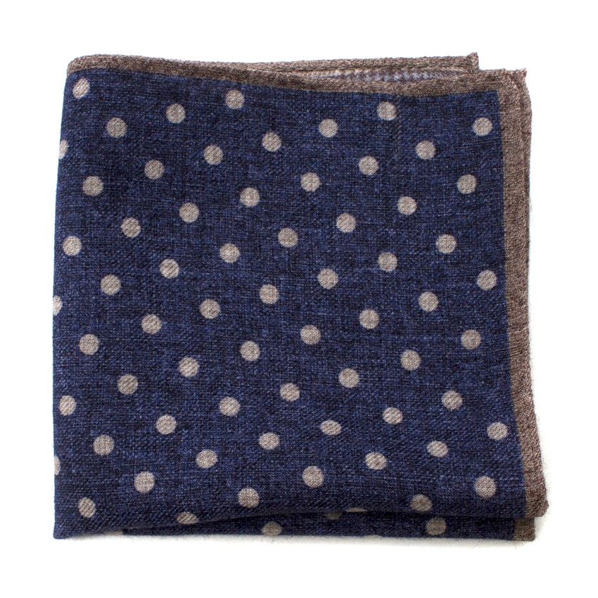 Men's Di Maestro Wool Navy Polka dot Pocket Square Blue