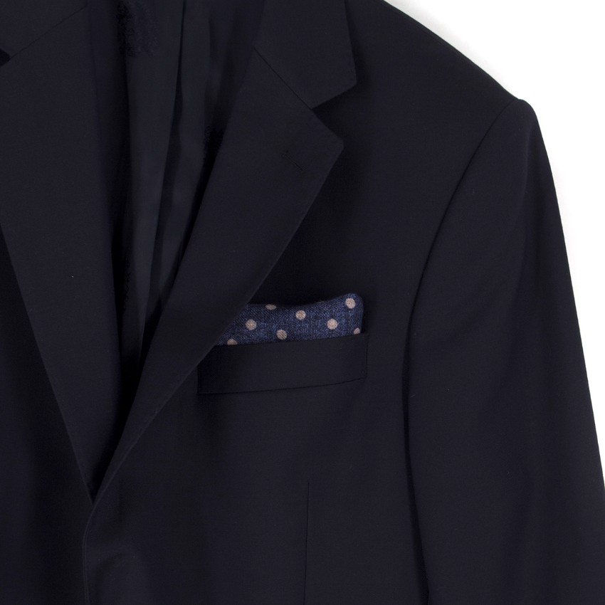 Men's Di Maestro Wool Navy Polka dot Pocket Square Blue