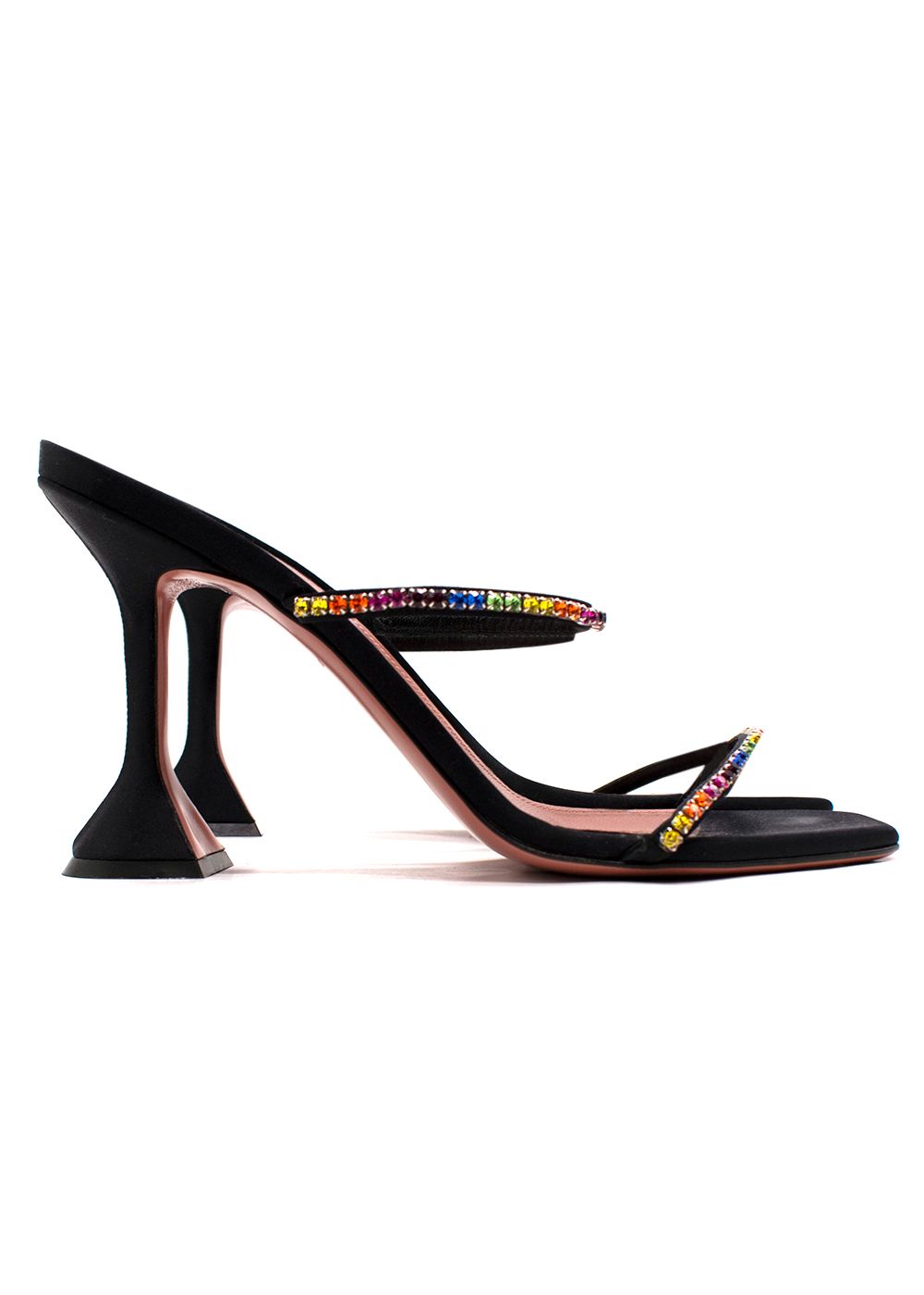 Amina Muaddi Black Rainbow Embellished Gilda Sandals Size 40