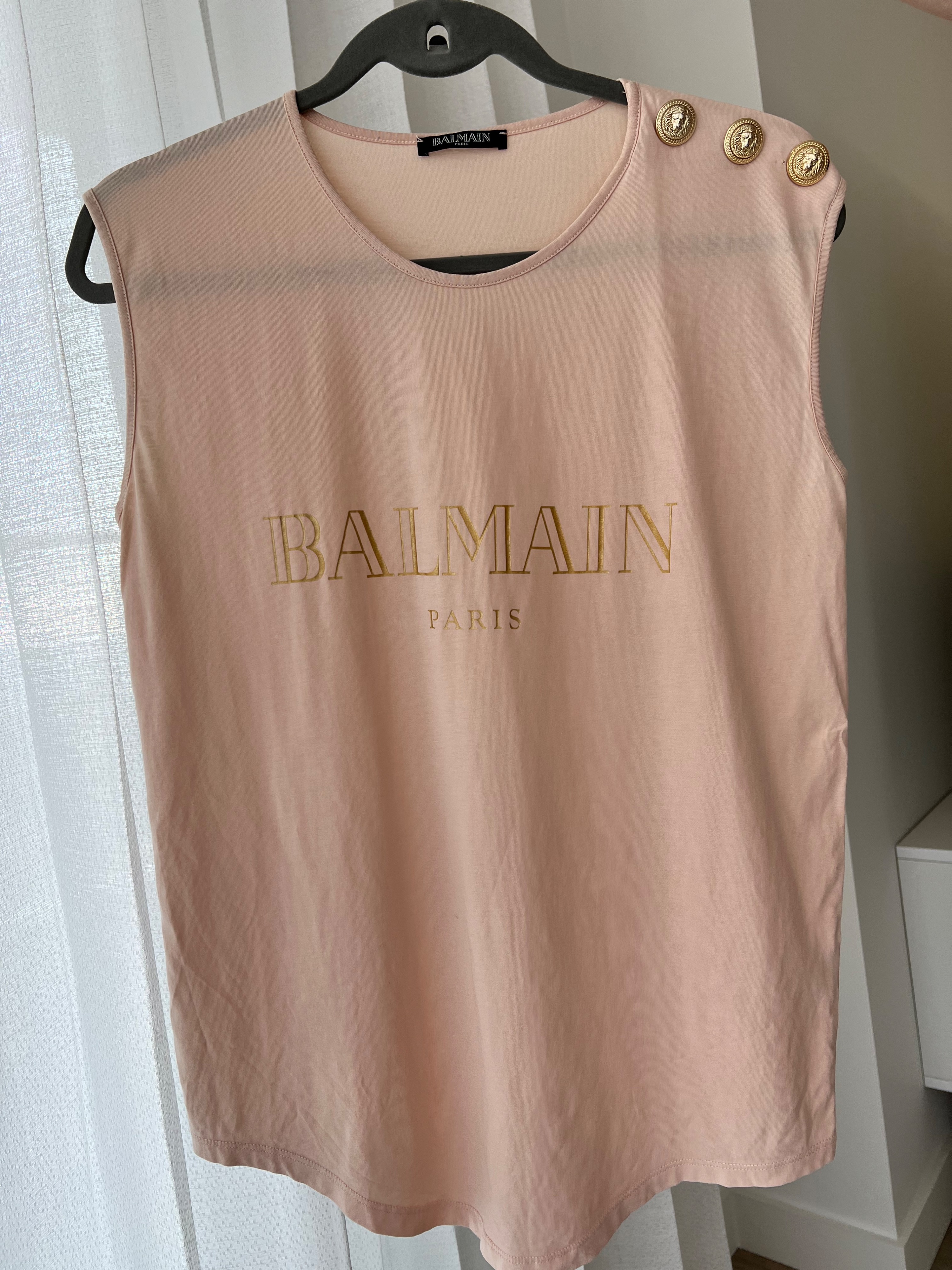 Preowned Balmain Pale pink cotton jersey logo T-shirt Size S Blush pink