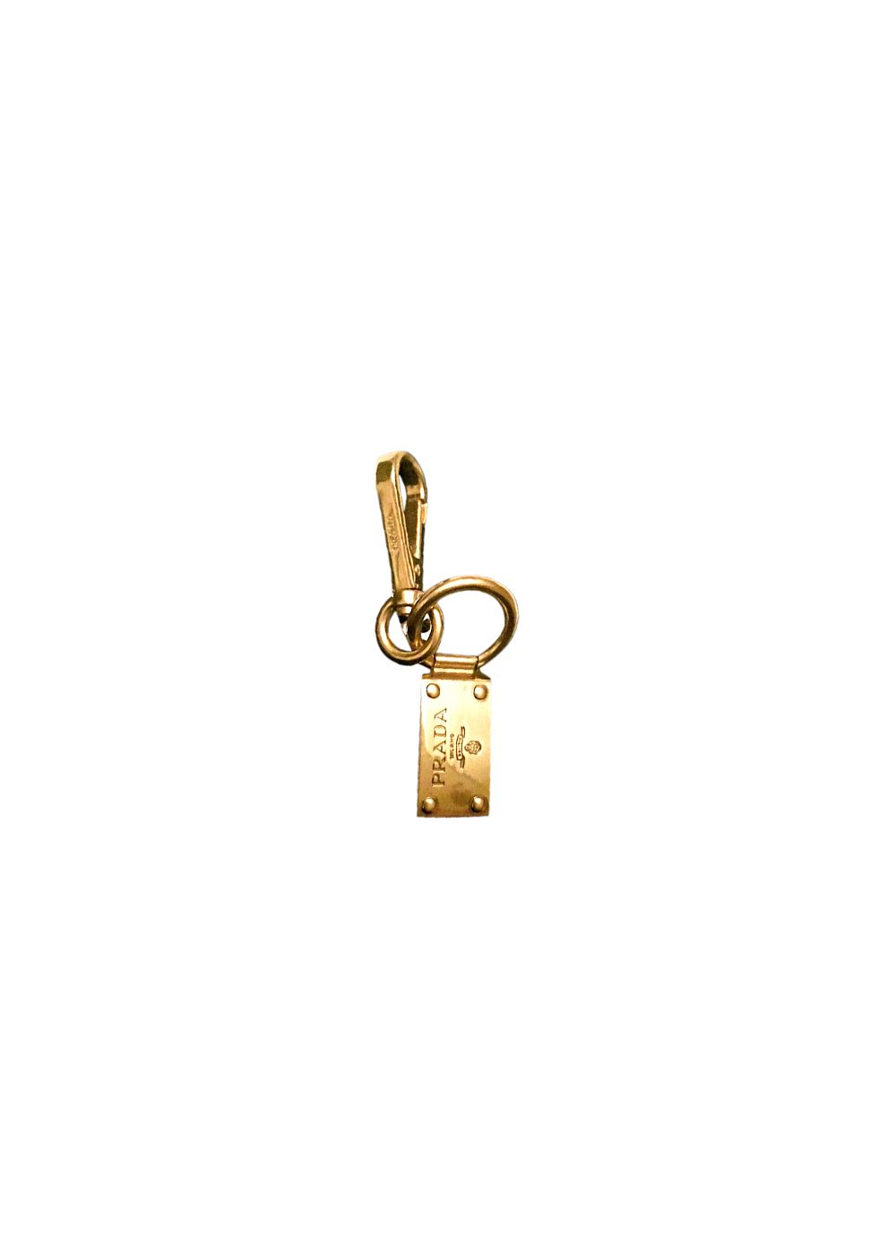 Prada Gold-tone metal logo charm keyring gold