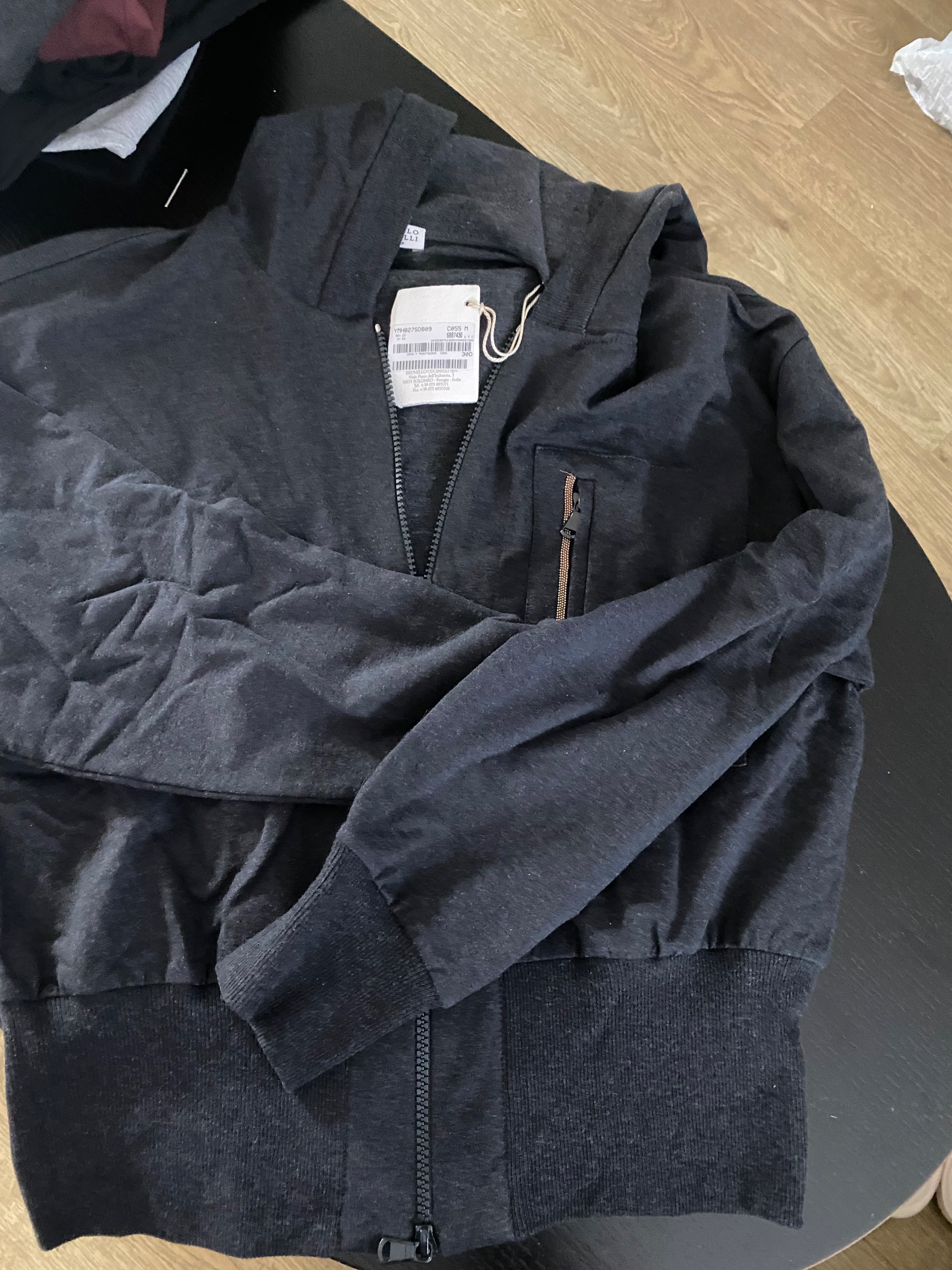 Brunello Cucinelli Black Jacket and Joggers Tracksuit Size M Charcoal cotton