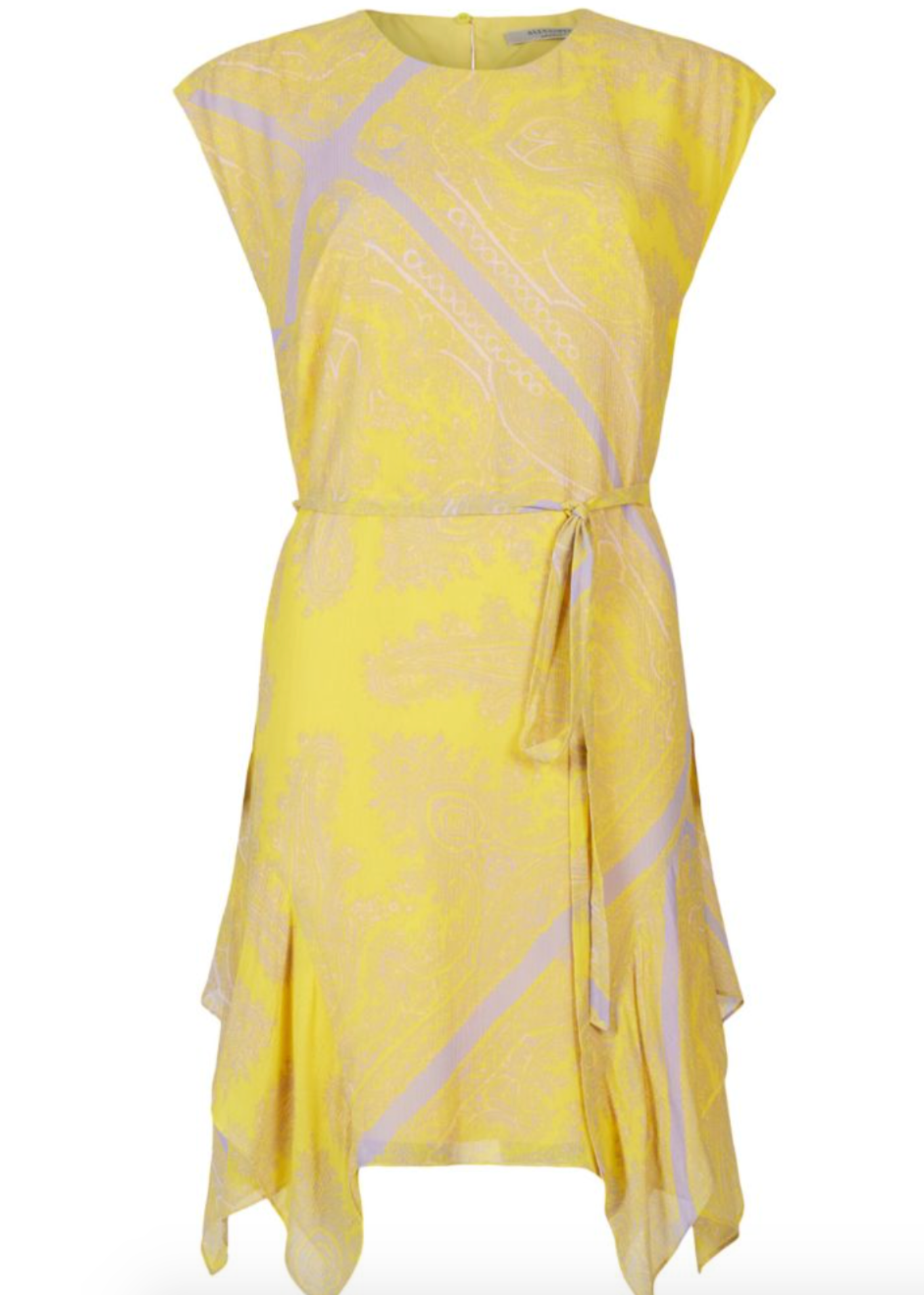 All Saints Yellow Audrina Rafaela Dress Size XXS yellow and lilac viscose