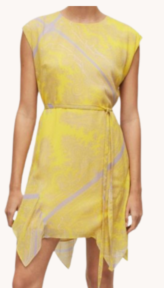 All Saints Yellow Audrina Rafaela Dress Size XXS yellow and lilac viscose