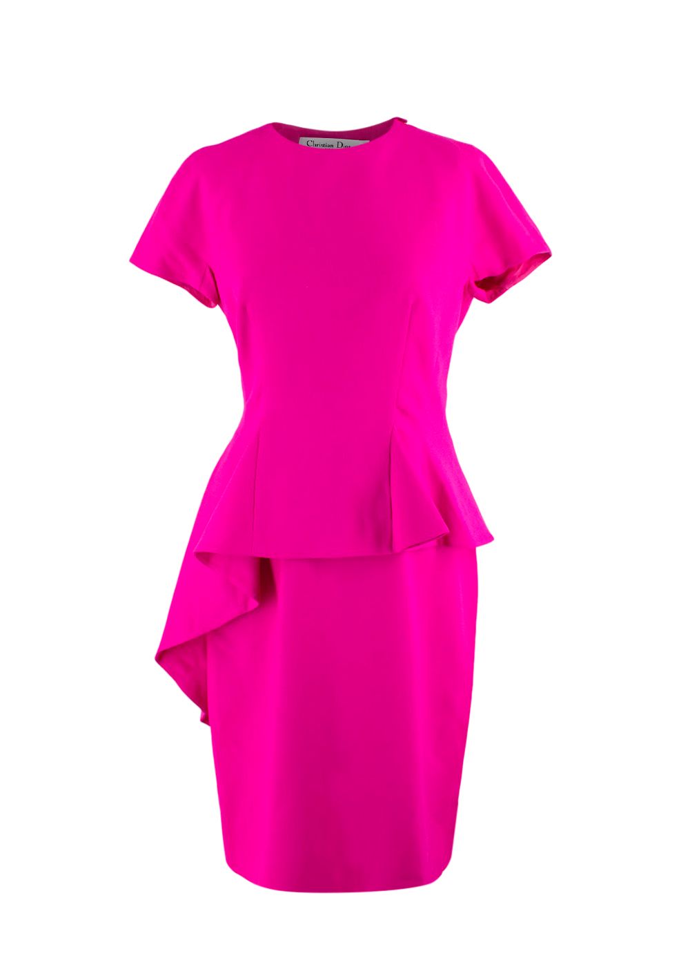 Dior Bright Pink Draped Wool Dress Size M