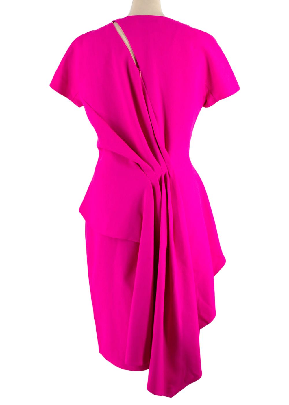 Dior Bright Pink Draped Wool Dress Size M