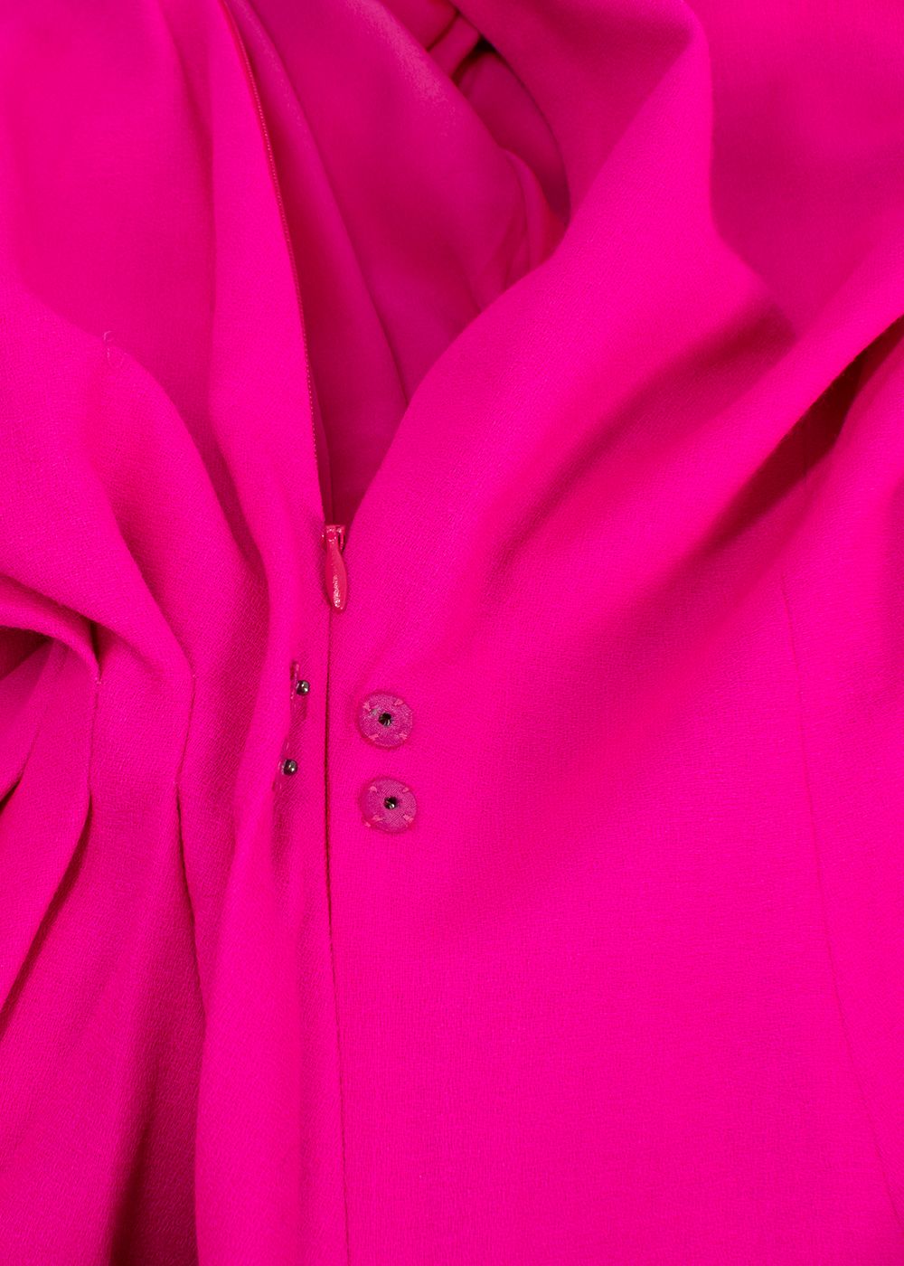 Dior Bright Pink Draped Wool Dress Size M