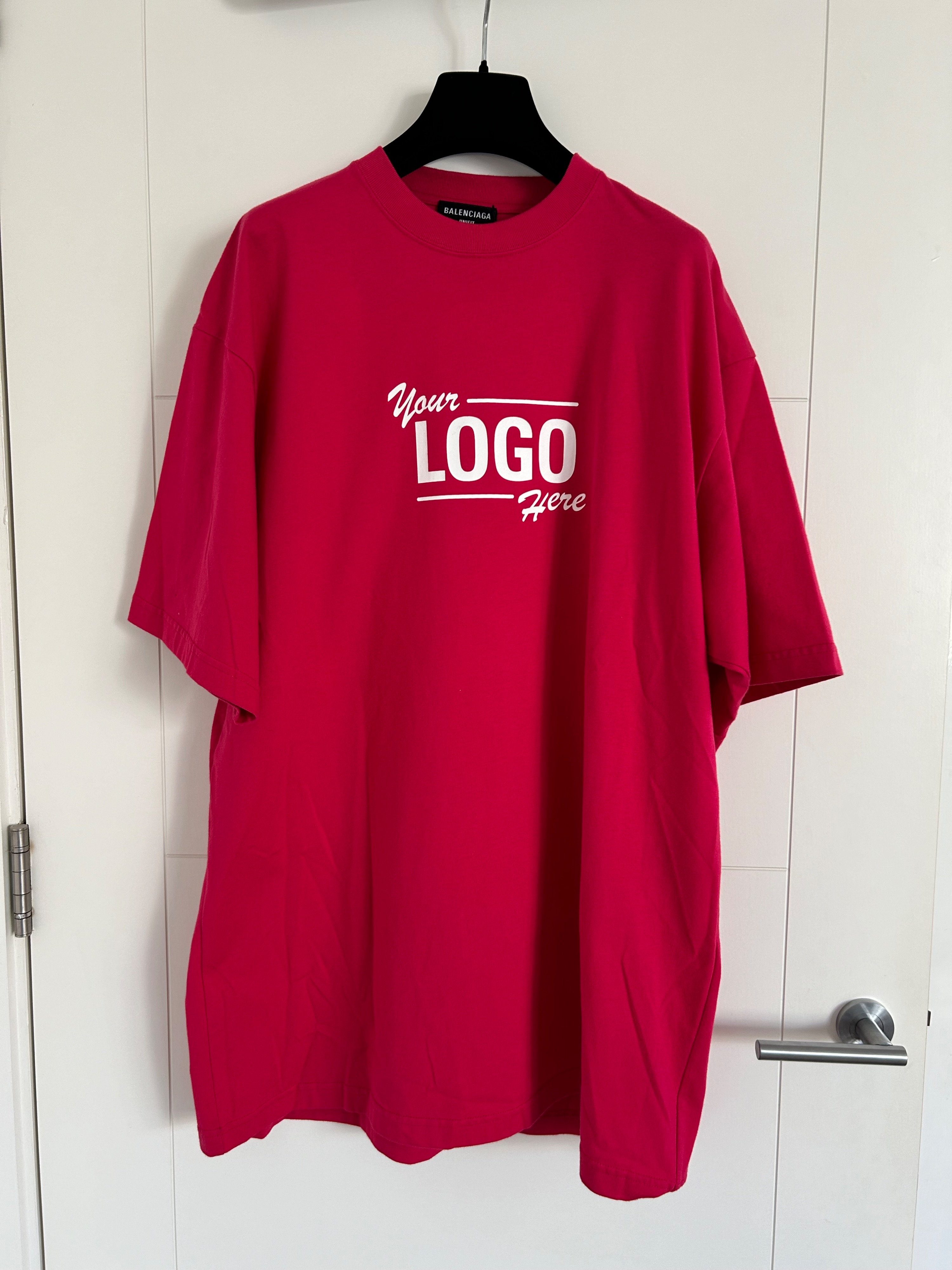 Balenciaga Pink 'Insert Logo' Oversized T-Shirt Size XS