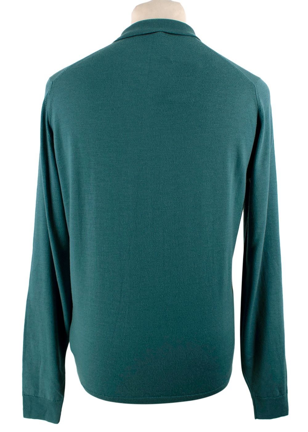 Men's John Smedley Teal Belper Long Sleeve Polo Shirt Size M wool