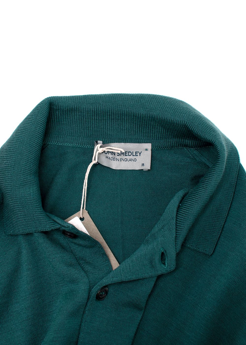 Men's John Smedley Teal Belper Long Sleeve Polo Shirt Size M wool