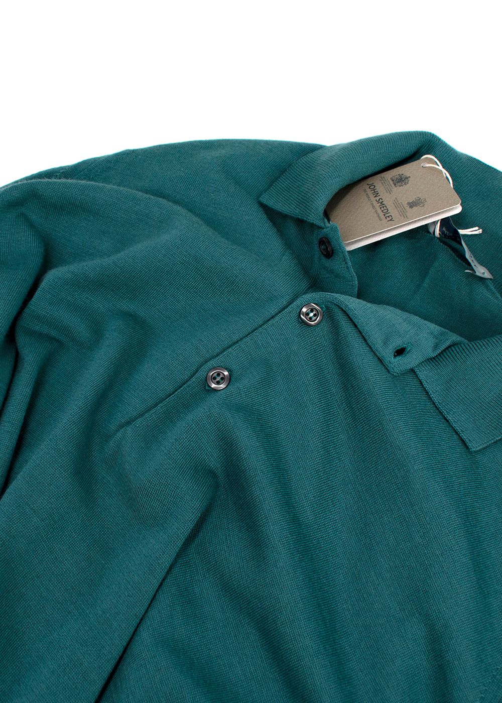 Men's John Smedley Teal Belper Long Sleeve Polo Shirt Size M wool