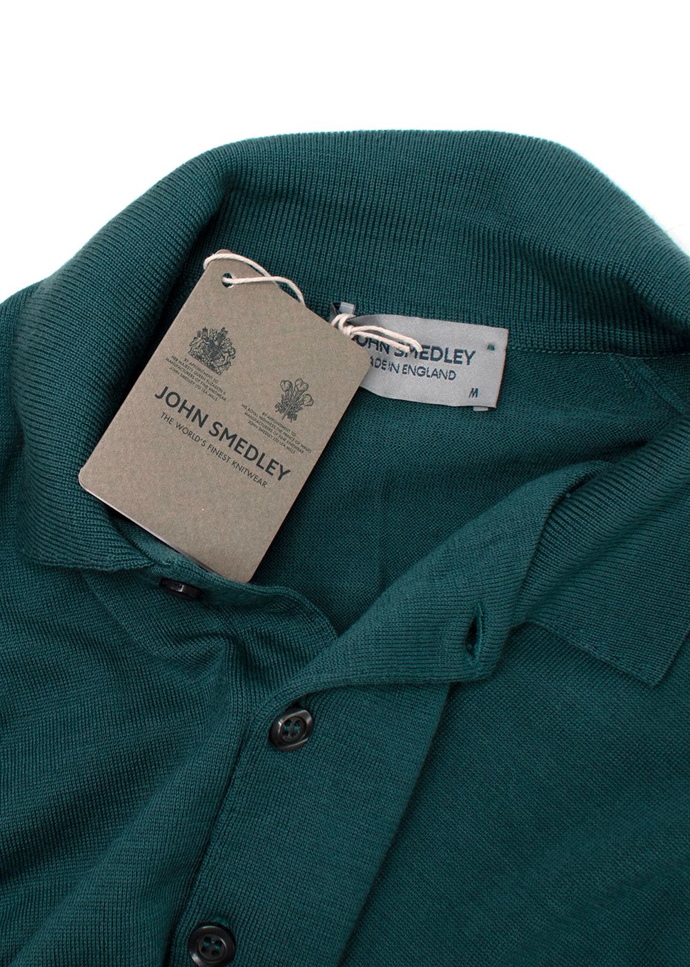 Men's John Smedley Teal Belper Long Sleeve Polo Shirt Size M wool