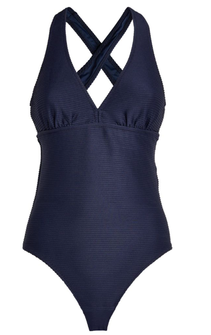 Heidi Klein Navy Monaco Cross-Over Swimsuit Size M polyamide/elastane